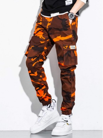 Men Camo Print Flap Pocket Cargo Pants