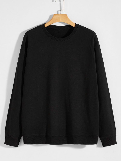 Men Solid Round Neck Sweatshirt