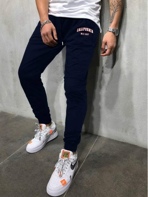 Men Letter Graphic Drawstring Waist Slant Pocket Sweatpants