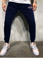 Men Letter Graphic Drawstring Waist Slant Pocket Sweatpants