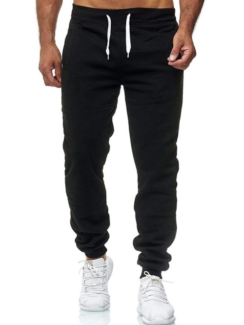 Men Solid Drawstring Waist Sweatpants