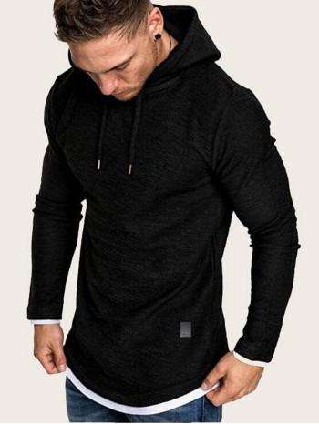 Men Contrast Binding Drawstring Hoodie