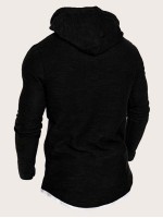 Men Contrast Binding Drawstring Hoodie