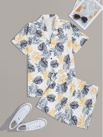 Men Tropical Print Shirt & Shorts