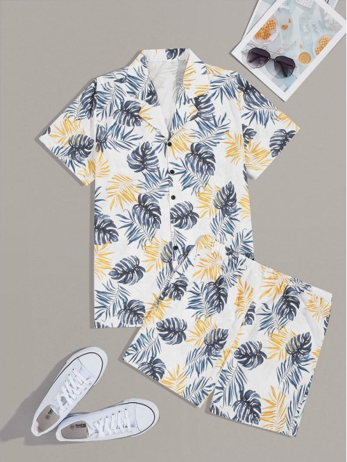 Men Tropical Print Shirt & Shorts