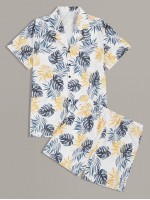 Men Tropical Print Shirt & Shorts