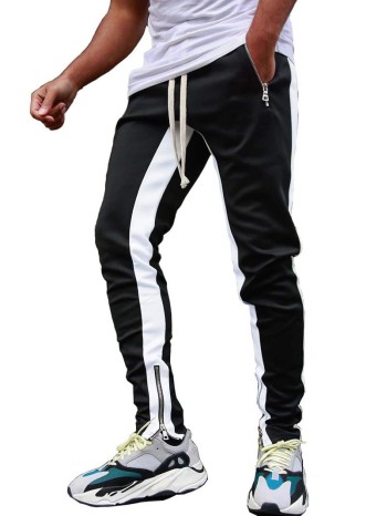 Men Color Block Drawstring Waist Sweatpants