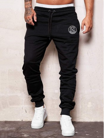 Men Letter Patched Drawstring Sweatpants