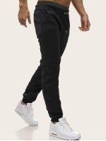 Men Lightning Print Drawstring Waist Joggers