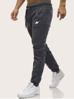 Men lightning Print Drawstring Sweatpants