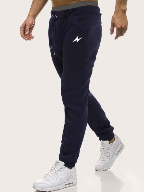 Men lightning Print Drawstring Sweatpants