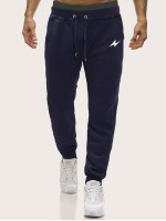 Men lightning Print Drawstring Sweatpants