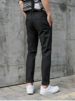 Men Slant Pocket Zipper Fly Tailored Pants