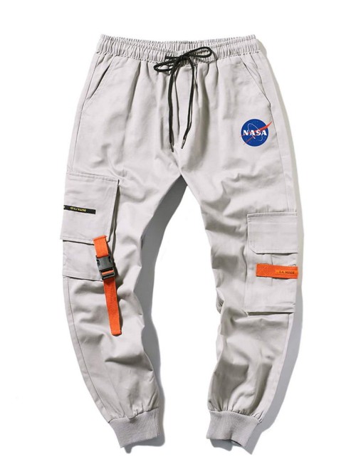 Men Letter Graphic Flap Pocket Pants