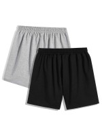 2pcs Men Drawstring Waist Track Shorts