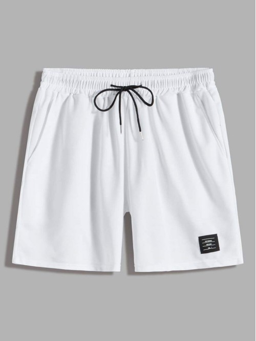 Men Patched Drawstring Track Shorts