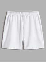 Men Patched Drawstring Track Shorts