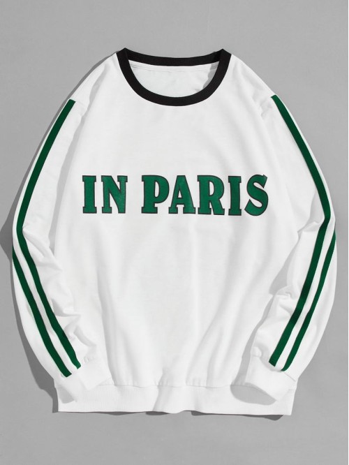 Men Striped Letter Graphic Sweatshirt