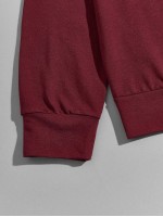 Men Contrast Sideseam Letter Pullover and Joggers Set