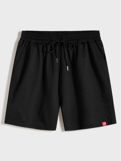 Men Patched Drawstring Track Shorts