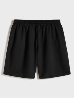 Men Patched Drawstring Track Shorts