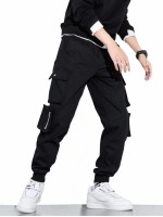 Men Solid Drawstring Cargo Pants