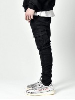 Men Flap Pocket Solid Skinny Jeans