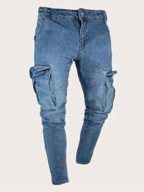 Men Pocket Side Skinny Jeans