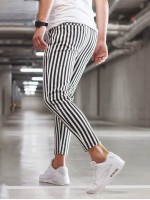 Men Vertical Striped Tapered Pants