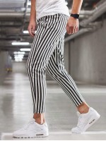 Men Vertical Striped Tapered Pants