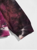 Men Tie Dye Kangaroo Pocket Drawstring Hoodie & Sweatpants