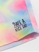 Men Tie Dye Slogan Graphic Wind Shorts