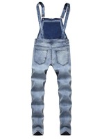 Men Ripped Solid Suspender Denim Jeans