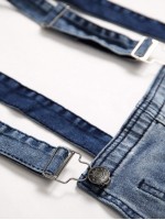 Men Ripped Solid Suspender Denim Jeans