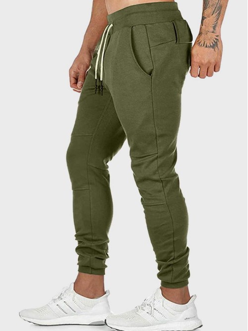 Men Drawstring Waist Solid Sweatpants