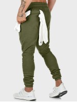 Men Drawstring Waist Solid Sweatpants