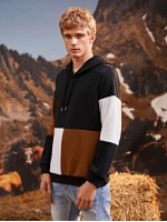 Men Colorblock Drawstring Hoodie