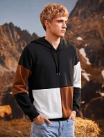 Men Colorblock Drawstring Hoodie