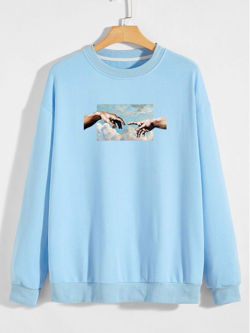 Men Drop Shoulder Graphic Print Sweatshirt