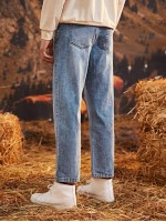 Men Slant Pocket Straight Leg Jeans