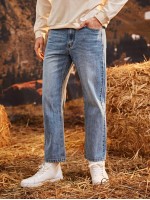 Men Slant Pocket Straight Leg Jeans