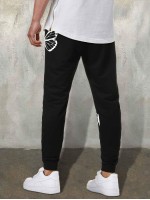 Men Butterfly Print Drawstring Sweatpants