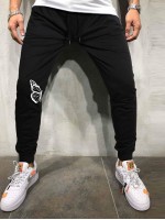 Men Butterfly Print Drawstring Sweatpants