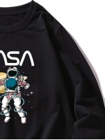 Men Spaceman And Letter Graphic Sweatshirt