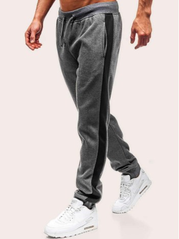 Men Contrast Panel Drawstring Joggers