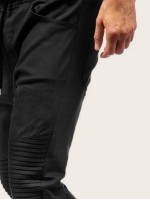 Men Locomotive Pleats Drawstring Waist Sweatpants