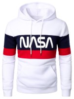 Men Colorblock Letter Graphic Kangaroo Pocket Hoodie