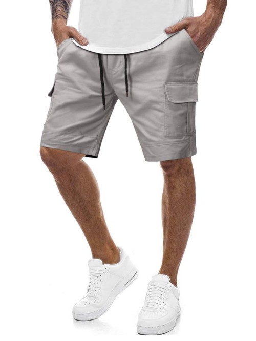 Men Drawstring Waist Cargo Shorts