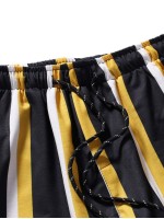 Men Striped Print Drawstring Waist Pants