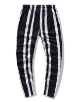 Men Striped Print Drawstring Waist Pants